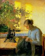 Anna Ancher Sewing fisherman's wife Germany oil painting artist